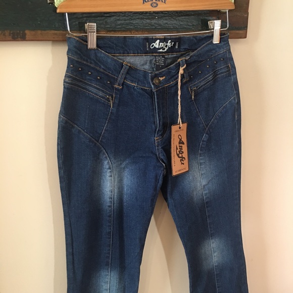 Angfu Studded and Flared Jeans with Fringe Hems Size 7 - Picture 5 of 13